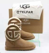 UGG x TELFAR LOGO MINI BOOTS WOMENS SHEARLING UK 5 EU 39 TAN RRP £260 AD
