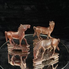 Set of 3 Vintage Hand-Carved