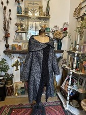 Simon Jeffrey Cashmere Blend Ruffle Lagenlook Coat 12 14 16 cowl neck monochrome