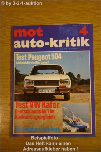 Mot beetle peugeot 504 - mot,