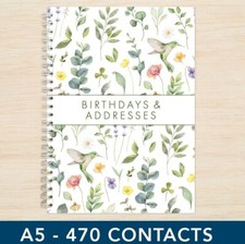 A5 Birthdays & Address Book A - Z Contacts Spiral book made by UK Small Business