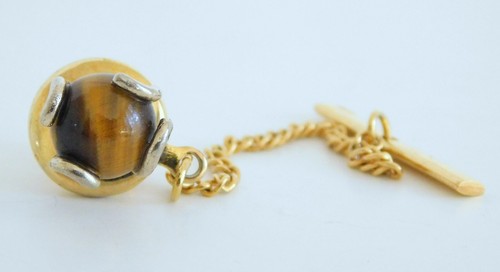Vintage gold tone tigers eye - vintage,