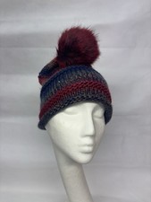 Bobble Hat Burgundy Blue Mix