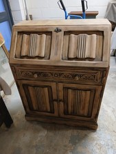 Stripped Oak Linenfold Bureau.