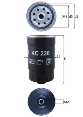Mahle kc226 fuel filter 80mm - kc226,