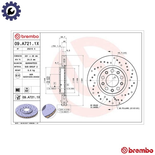 Brake disc a721 1x - brake, 09.a721.1x