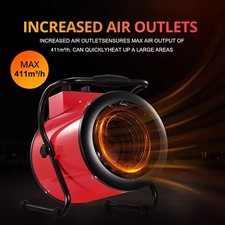 5KW Electric Fan Heater Tilting Space Air Warmer Industrial Workshop Garage Heat