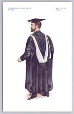 c1910 Cambridge University Robes Postcard, Master of Arts Academic Gown, GDO