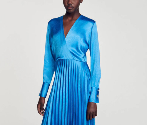 Sandro dress blue satin - , size
