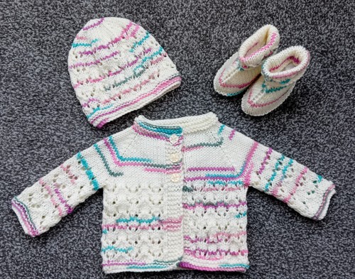 Hand knitted cardigan hat - hand, and