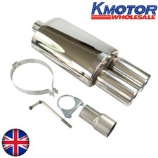 UNIVERSAL STAINLESS STEEL For FIAT PUNTO GRANDE SPORTS TWIN EXHAUST BACK BOX 012