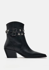 £90 ZARA BLACK LEATHER COWBOY