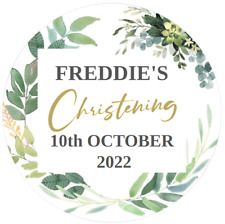 48 Personalised BAPTISM CHRISTENING stickers 40mm