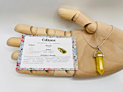 Citrine necklace pendant - citrine,