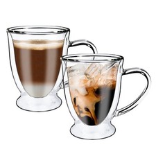 Double Walled Coffee Glasses Cups Heat Cold Resistant Verre Barware - Set of 2