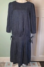 Vintage Bhs Navy Blue Polka