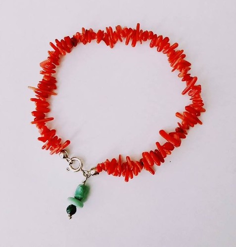 Coral bracelet with silver - with,