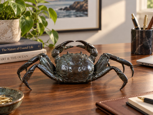Large bronze crab signed - bronze,