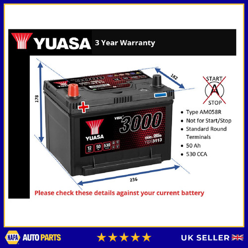 Car battery ybx3113 yuasa - car,