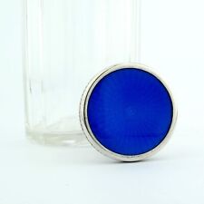 Antique Sterling Silver Guilloche Enamel Cut Glass Perfume Scent Flask Bottle. A