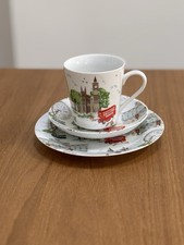 Cath Kidston London White Porcelain Trio Set Cup, Saucer, Side Plate