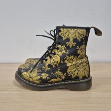 Doc Martens 1460 Pascal Baroque Floral Black Soft Leather Ankle Boots Size Uk 6