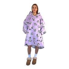 Hooded Blanket Oversized Fleece Wearable Hoodie Panda Design One Size AU