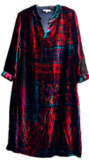 EAST rrp:£199 Silk Velvet Dress label 10 fits 12/14 Very  dark moody Jewel tones