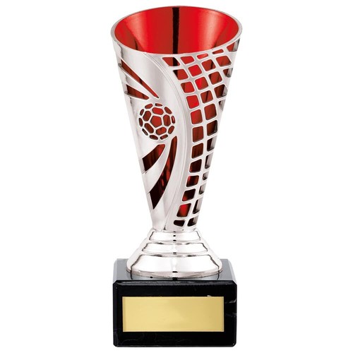 Football trophies silver - trophies, silver/red