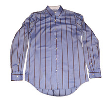 ROBERT GRAHAM USA Long Sleeve Shirt Light Blue Textured + Stripe Mens 39" Chest