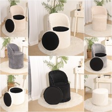 3 in 1 Ribbed Fleece Ottoman Multipurpose Storage Box Seat Stool Toys Organizer