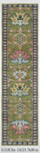 Hand knotted oushak runner - hand, rug