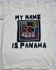 My Name is Panama Embroidered Cat? Mola T-Shirt - 19" P2P S/M