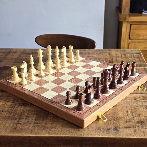 Folding wooden chess - 3-in-1,