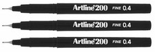 Artline 200 Black Fineliners