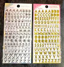 12x Sheets of Shiny Gold & Silver 3D Alphabet Letters Stickers Craft Card Making