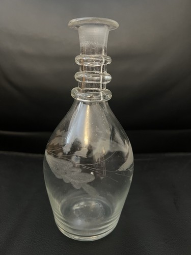 Georgian etched glass - glass, decanter