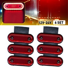6X Led Lights Red Side Marker Trailer Truck Lorry Recovery 12/24V W. Bracket Uk