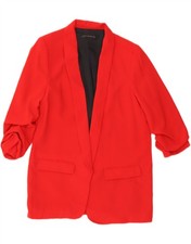 ZARA Womens 3/4 Sleeve Open Blazer Jacket UK 14 Large Red WF10