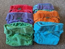 6 X Tots Bots Bamboozle Stretch Size 2 Cloth Nappies Bamboo