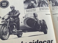 TRIUMPH SPEED TWIN WATSONIAN AVON SIDECAR TEST  PERIOD 1960s MOTORCYCLE ARTICLE.