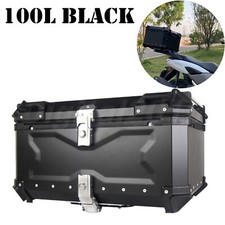 100L Motorcycle Rear Top Box Luggage Black Aluminium Alloy Tail Carrier Toolcase