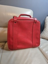 Vintage Leather red suitcase hand luggage 
