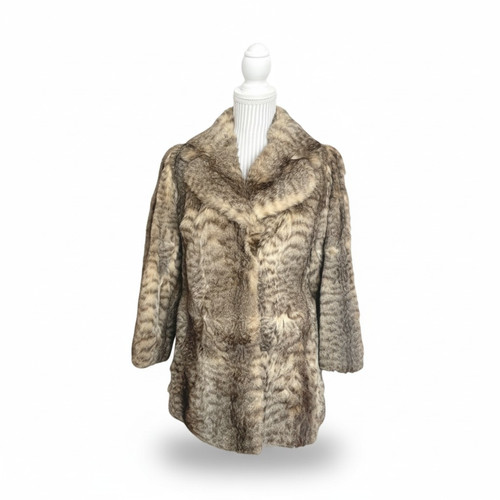 Bronze fur leopard print coat - leopard,