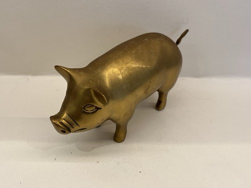 Large vintage solid brass - , pig