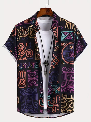 Mens retro tribal print - mens, shirt