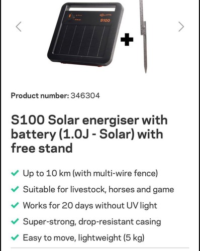 Gallagher s100 solar energiser - gallagher,