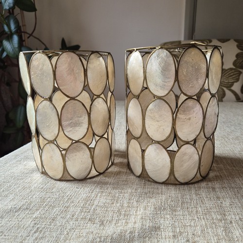 Pair vintage boho capiz shell - pair,