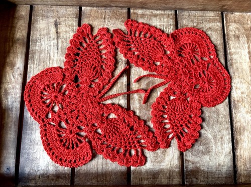 Hand crochet butterfly - hand,