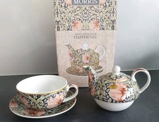 William Morris Pimpernel Design Fine China Tea For One Set Teapot, Cup & Saucer 